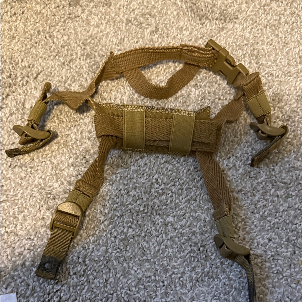 Tactical Tan helmet chin strap.